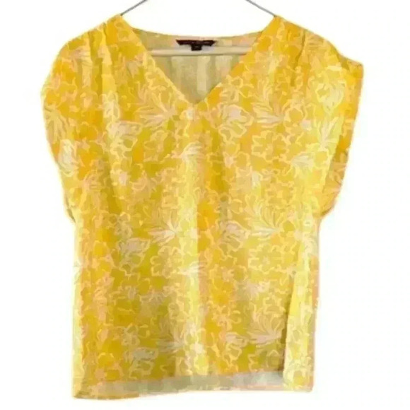 Zoe & Rachel Yellow Floral Tropical Top, size Small - Picture 1 of 3